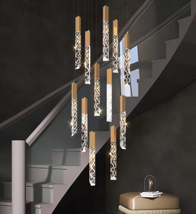 Extra Large Modern K9 Crystal Rod Pendant Long Chandelier for Staircase/Living Room/Foyer