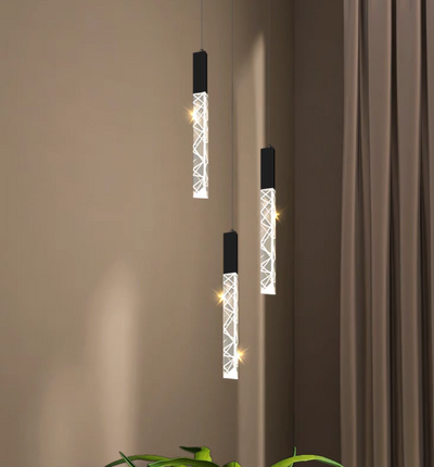 Extra Large Modern K9 Crystal Rod Pendant Long Chandelier for Staircase/Living Room/Foyer