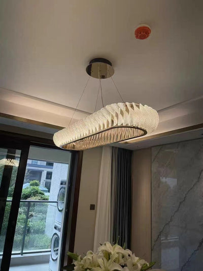Extra Large Tiers Modern Stainless Steel Oval Chandelier for Dining Room/Kitchen Island/Big Entrys