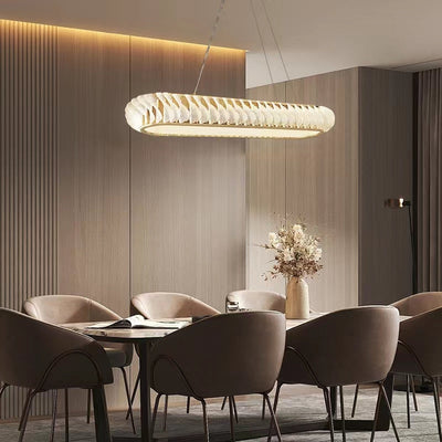 Extra Large Tiers Modern Stainless Steel Oval Chandelier for Dining Room/Kitchen Island/Big Entrys