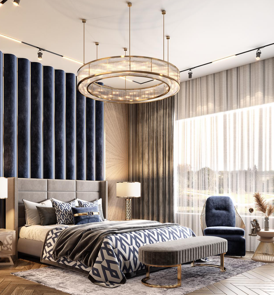 Modern Round Drum Dimmable Chandelier for Living Room/Bedroom