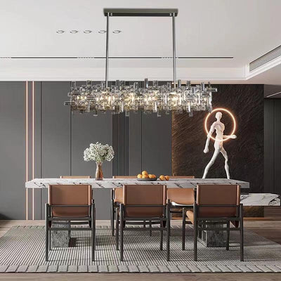 Extra Large Art Irregular Block Collection Crystal Pendant Chandelier Suit for Living Dining Room