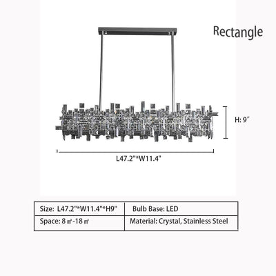 Extra Large Art Irregular Block Collection Crystal Pendant Chandelier Suit for Living Dining Room