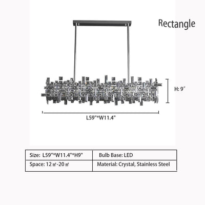 Extra Large Art Irregular Block Collection Crystal Pendant Chandelier Suit for Living Dining Room