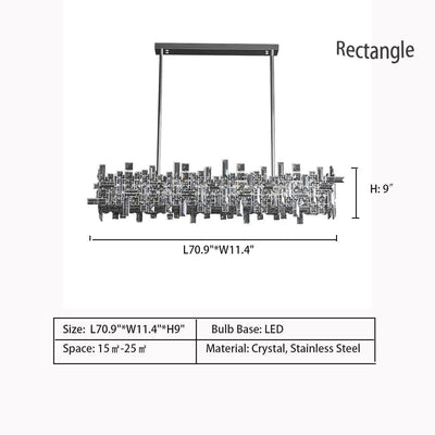 Extra Large Art Irregular Block Collection Crystal Pendant Chandelier Suit for Living Dining Room