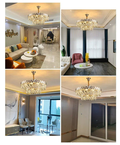 Modern Fish Scale Tiered Crystal Pendant Chandelier Suit for Living Room & Bedroom