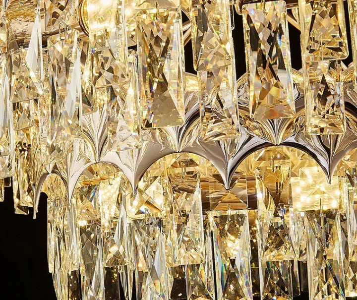 Modern Fish Scale Tiered Crystal Pendant Chandelier Suit for Living Room & Bedroom