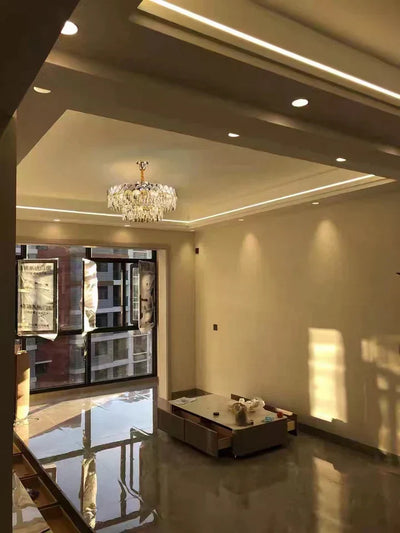 Modern Fish Scale Tiered Crystal Pendant Chandelier Suit for Living Room & Bedroom