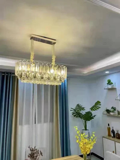 Oversized Transparent Crystal Tiered Chandelier Suit for Living/Dining Room/Bedroom