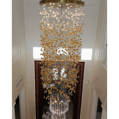 Elegant Rainfall Blue Gem Glass Chandelier: Dazzling Italian Concept Lighting Fixture