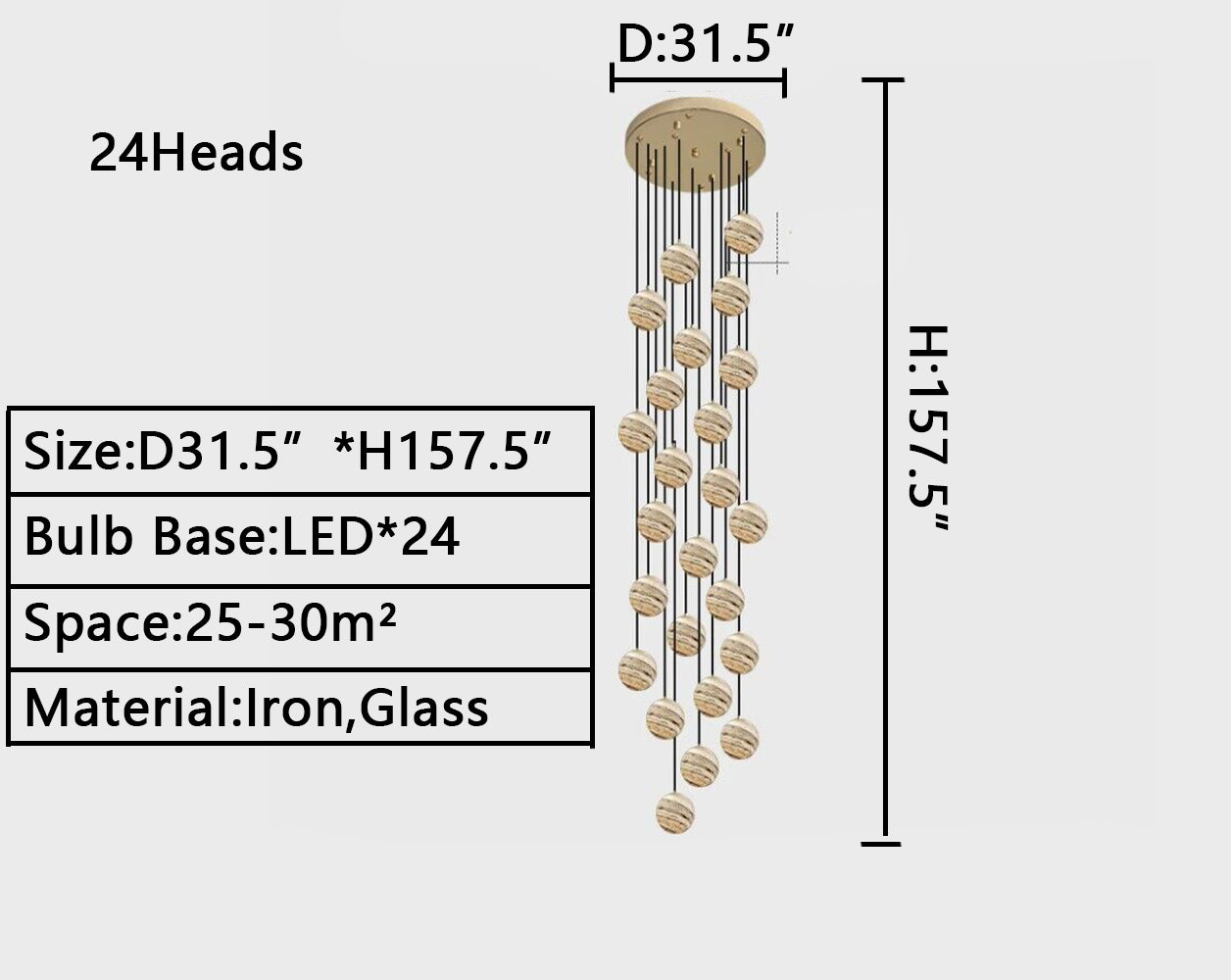 Nordic Planet Creative Long Ball Pendant Chandelier Staircase Foyer - Yovalighting