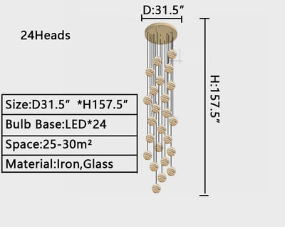 Nordic Planet Creative Long Ball Pendant Chandelier Staircase Foyer - Yovalighting