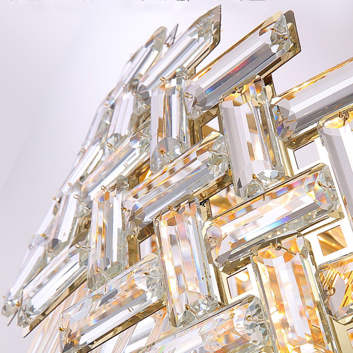 Post-modern Light Luxury Fence Crystal Chandelier Suit for Living/Dining Room