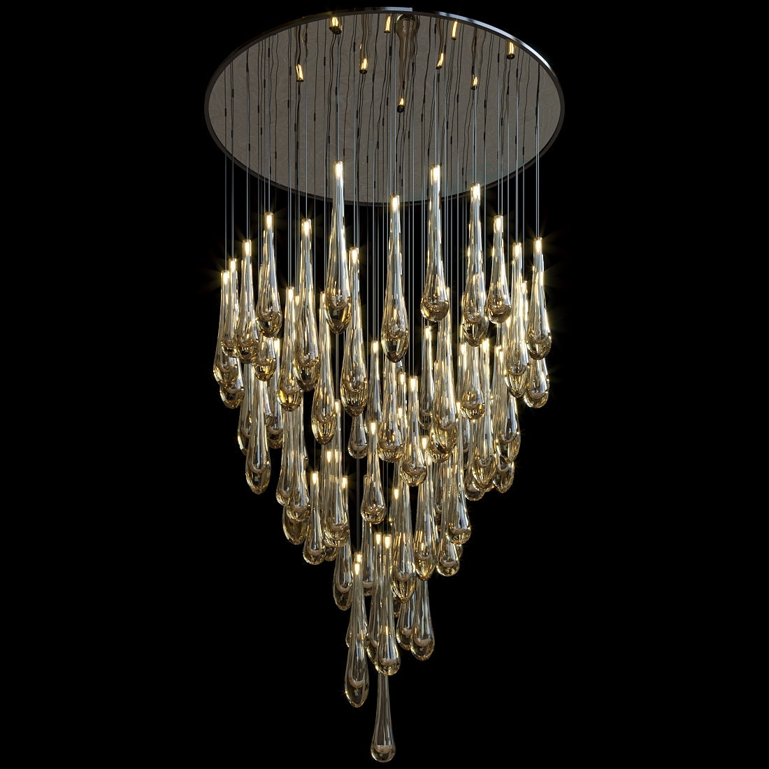 Amber Teardrop Rain Chandelier