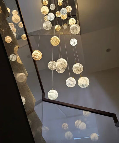 Nordic Planet Creative Long Ball Pendant Chandelier Staircase Foyer - Yovalighting