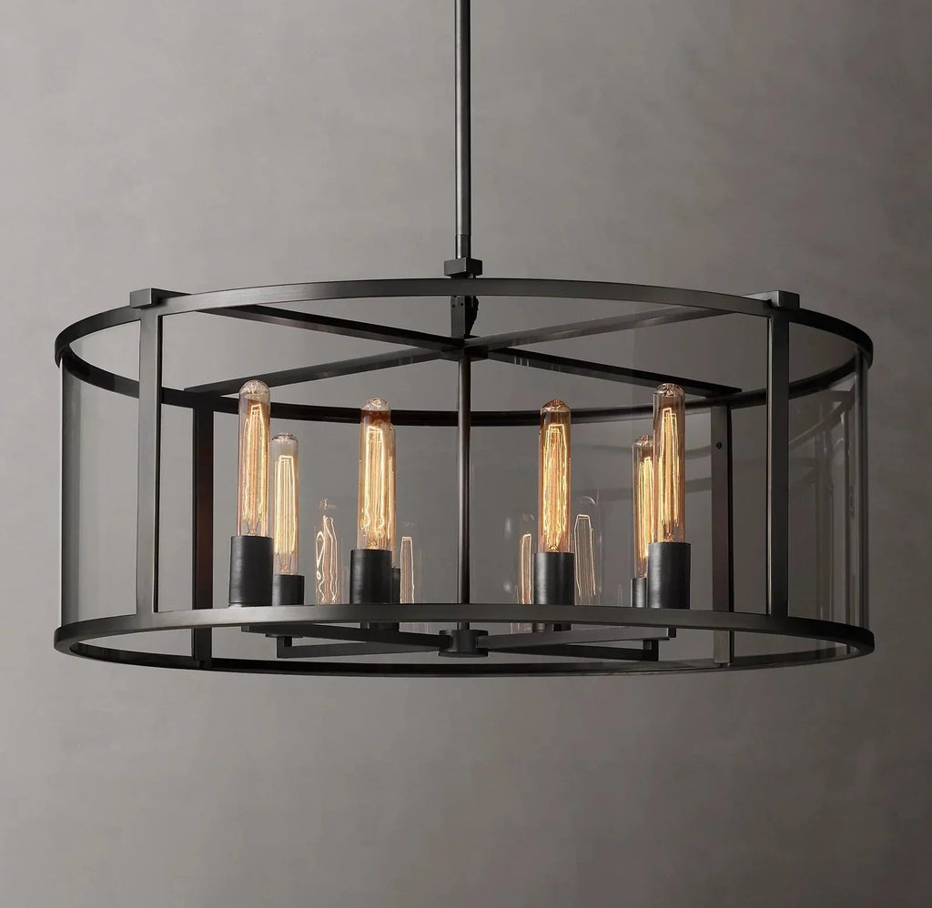 33 Inch Glass Drum Chandelier - Beckman - Cyran Lamps