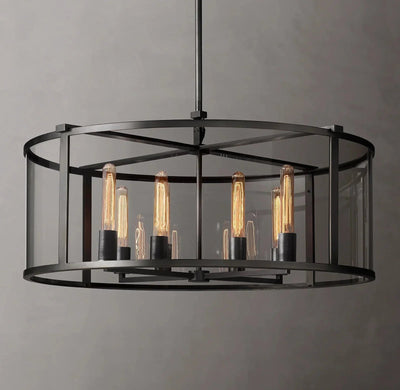 33 Inch Glass Drum Chandelier - Beckman - Cyran Lamps