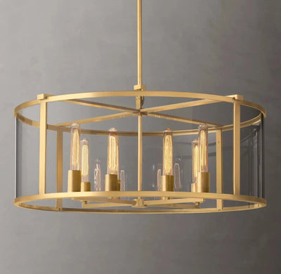 33 Inch Glass Drum Chandelier - Beckman - Cyran Lamps