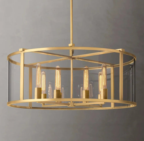 33 Inch Glass Drum Chandelier - Beckman - Cyran Lamps