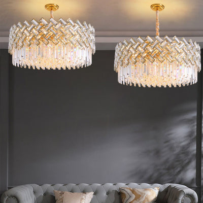 Post-modern Light Luxury Fence Crystal Chandelier Suit for Living/Dining Room