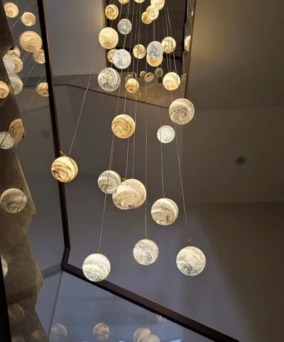 Nordic Planet Creative Long Ball Pendant Chandelier Staircase Foyer - Yovalighting