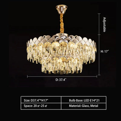Modern Fish Scale Tiered Crystal Pendant Chandelier Suit for Living Room & Bedroom