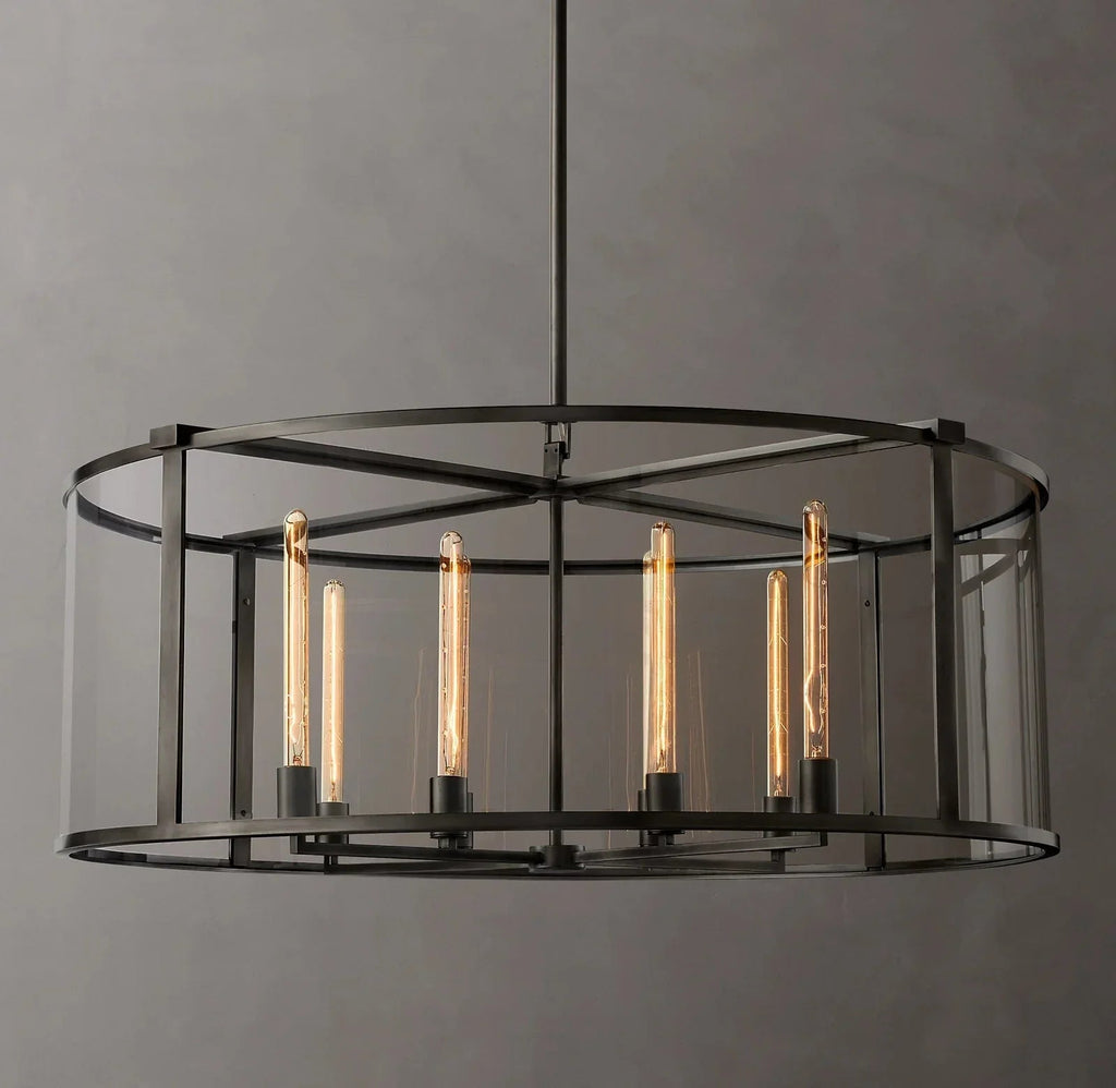 44 Inch Glass Drum Chandelier - Beckman - Cyran Lamps