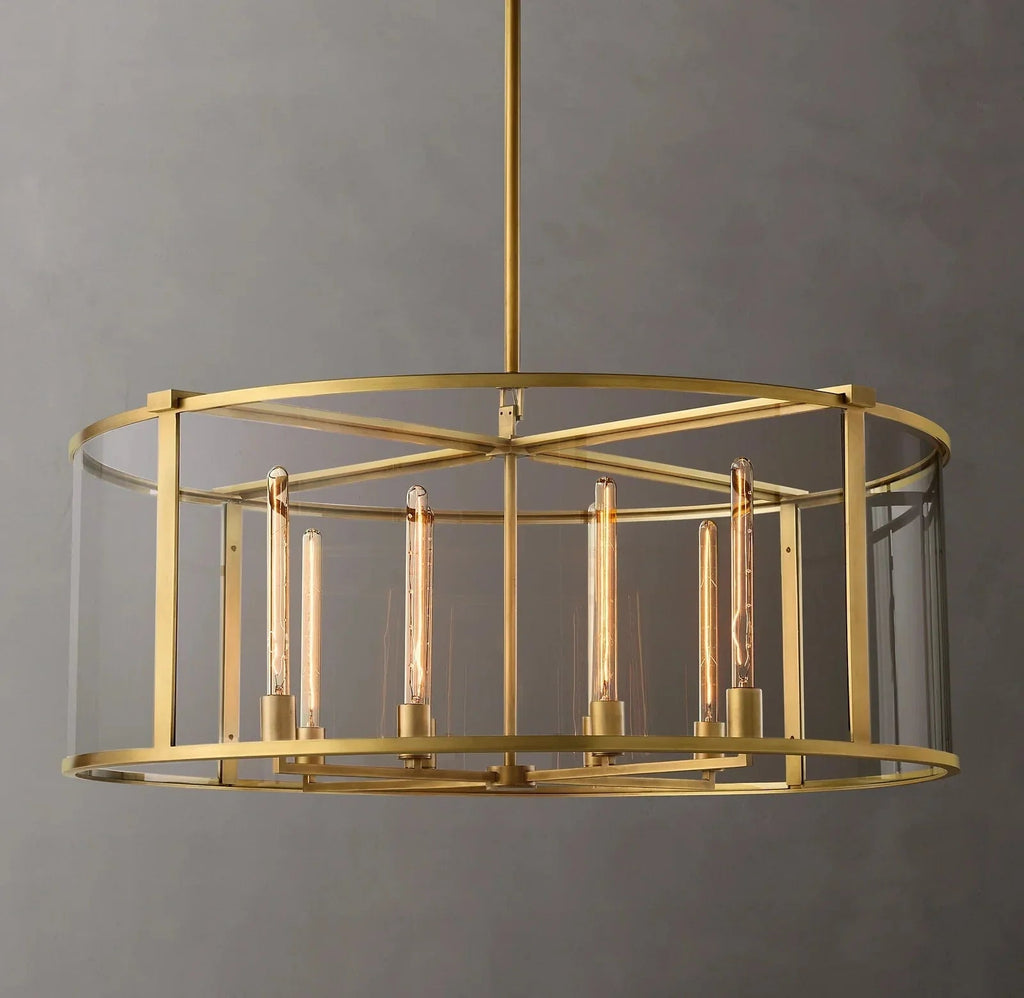 44 Inch Glass Drum Chandelier - Beckman - Cyran Lamps