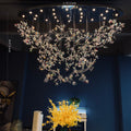 Hotel Entrance Crystal Flower Branch Chandelier Luxury Ceiling Lighting Fixture For Foyer Entryway