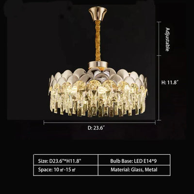 Modern Fish Scale Tiered Crystal Pendant Chandelier Suit for Living Room & Bedroom