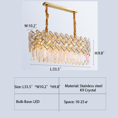 Post-modern Light Luxury Fence Crystal Chandelier Suit for Living/Dining Room