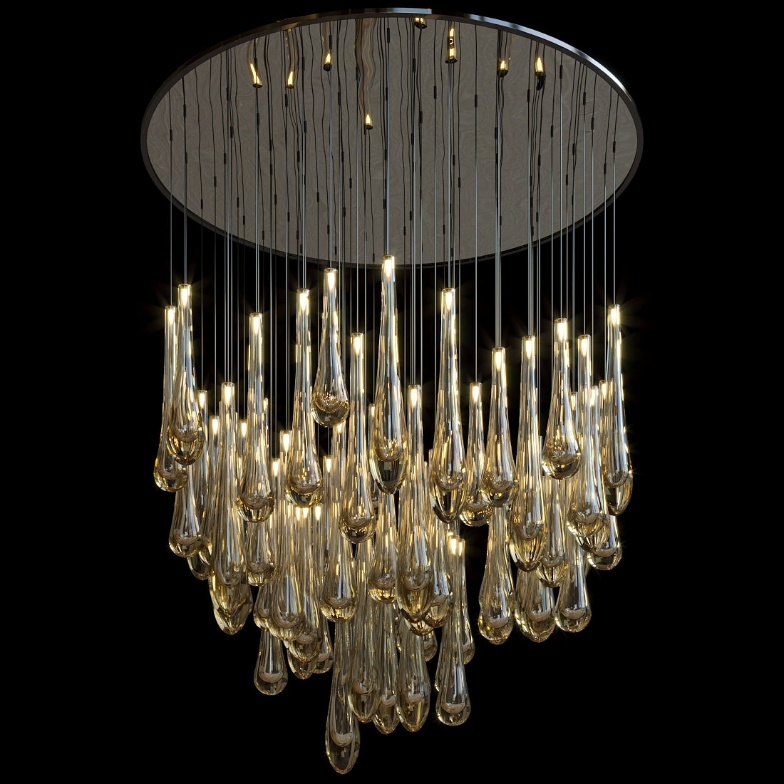 Amber Teardrop Rain Chandelier