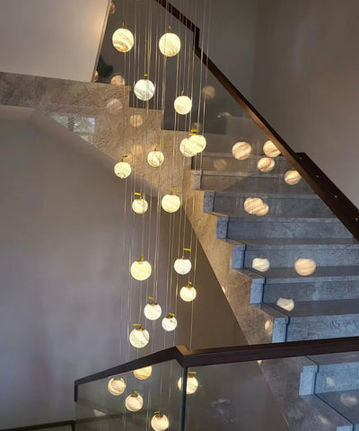 Nordic Planet Creative Long Ball Pendant Chandelier Staircase Foyer - Yovalighting