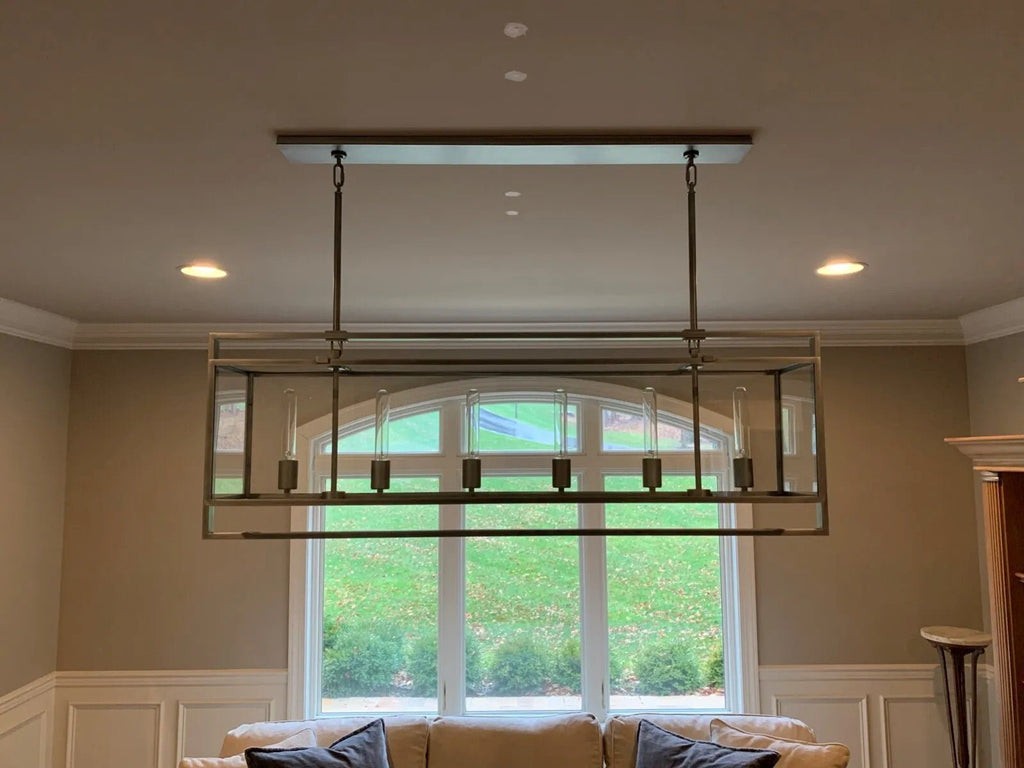 54 Inch Glass Rectangular Chandelier - Beckman - Cyran Lamps