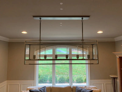 54 Inch Glass Rectangular Chandelier - Beckman - Cyran Lamps