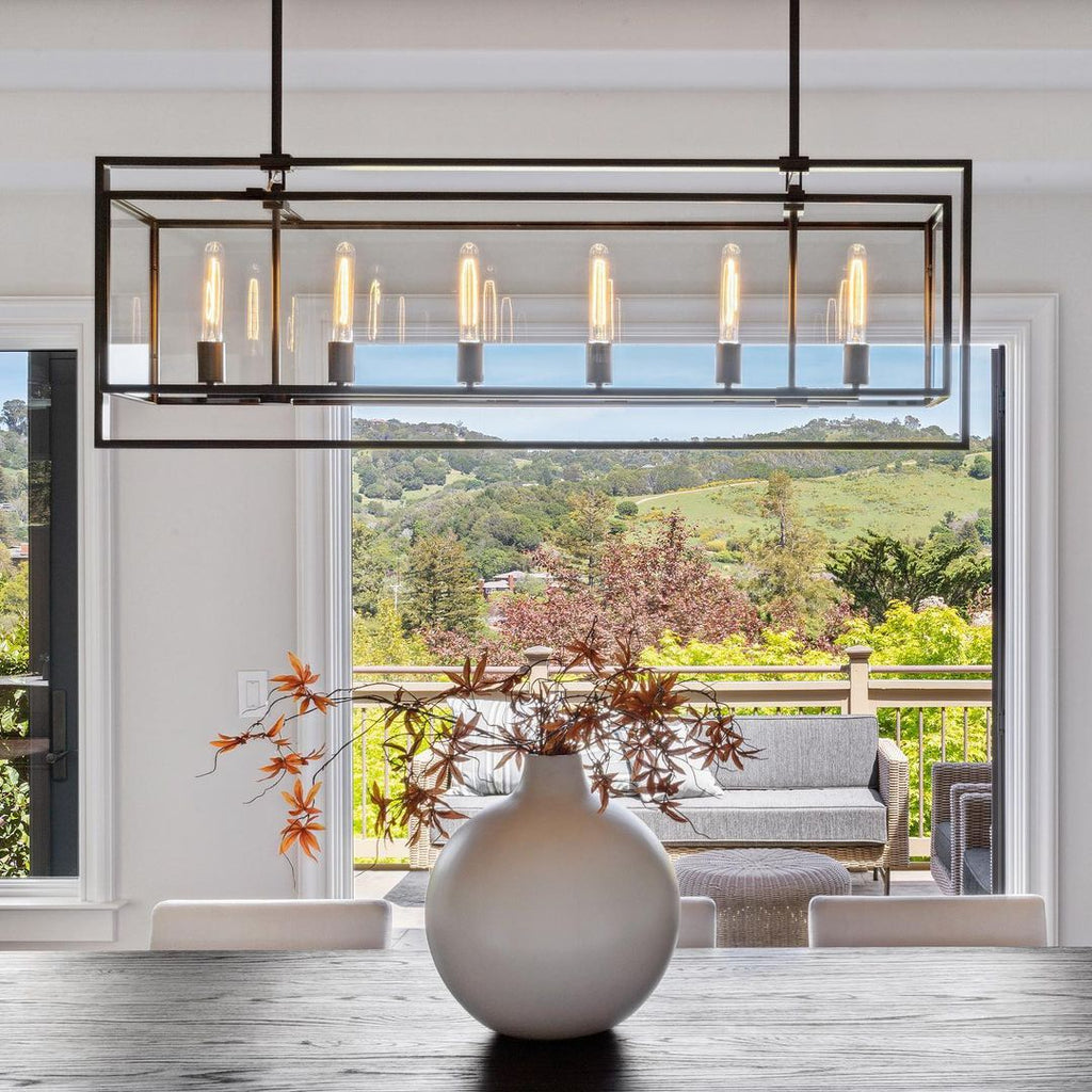 54 Inch Glass Rectangular Chandelier - Beckman - Cyran Lamps
