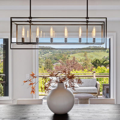 54 Inch Glass Rectangular Chandelier - Beckman - Cyran Lamps