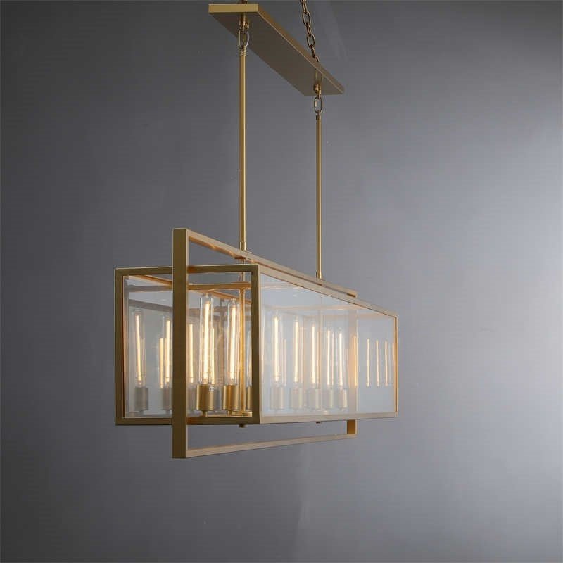 54 Inch Glass Rectangular Chandelier - Beckman - Cyran Lamps