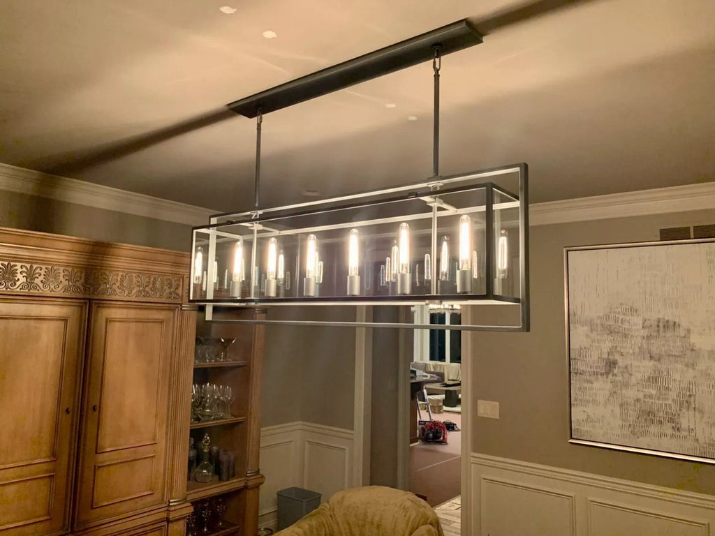54 Inch Glass Rectangular Chandelier - Beckman - Cyran Lamps