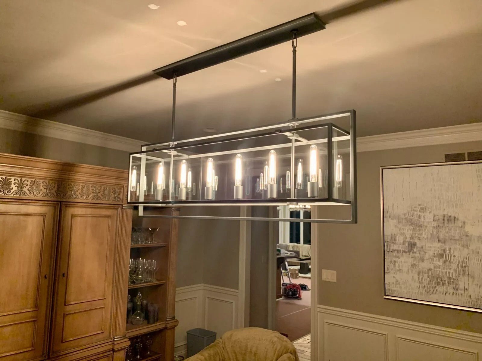 54 Inch Glass Rectangular Chandelier - Beckman - Cyran Lamps