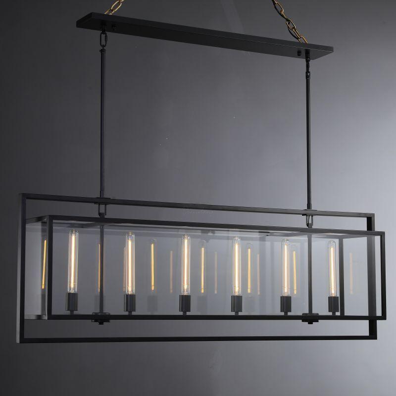 54 Inch Glass Rectangular Chandelier - Beckman - Cyran Lamps