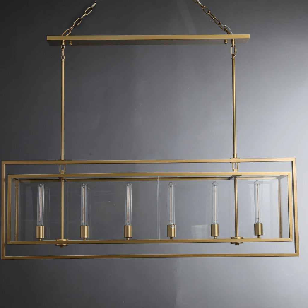54 Inch Glass Rectangular Chandelier - Beckman - Cyran Lamps