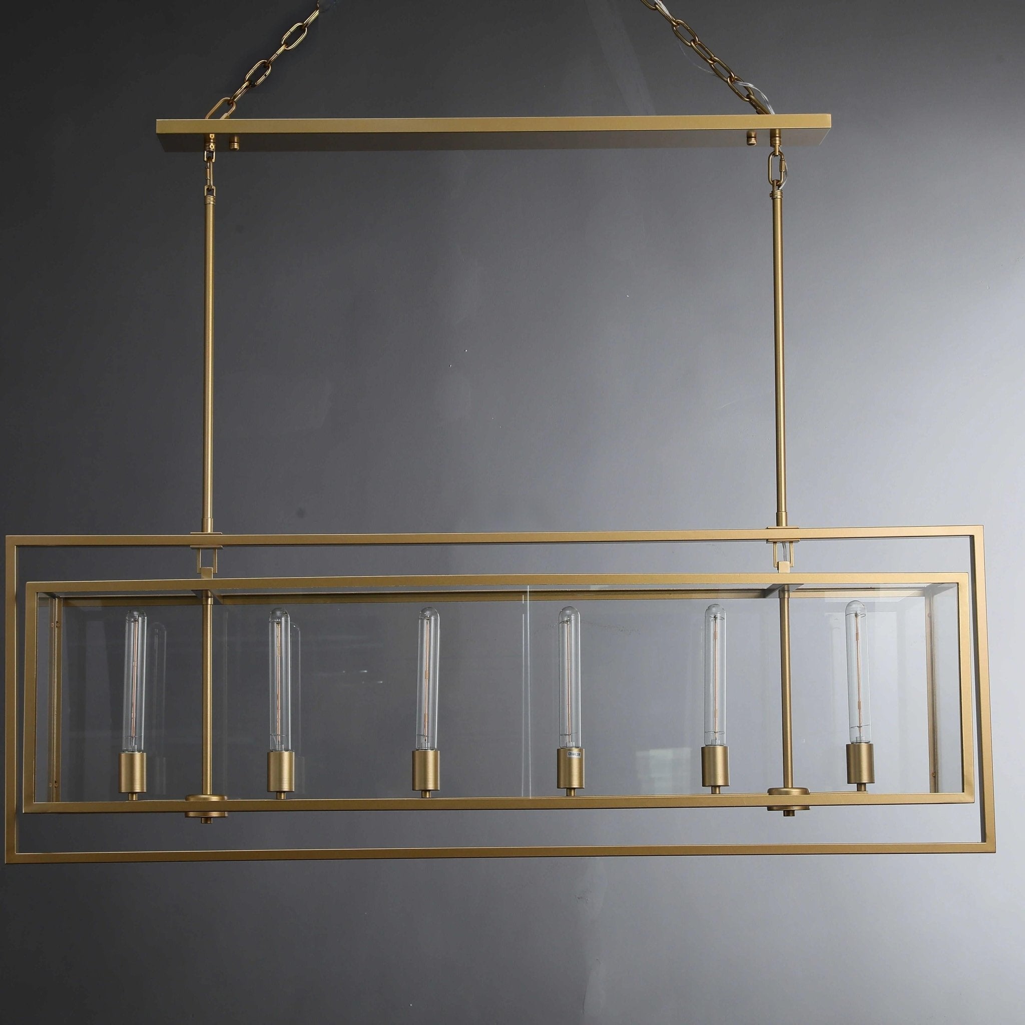54 Inch Glass Rectangular Chandelier - Beckman - Cyran Lamps
