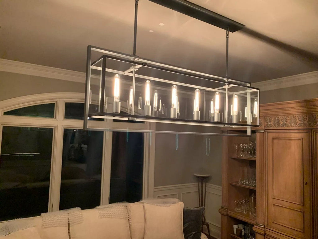 54 Inch Glass Rectangular Chandelier - Beckman - Cyran Lamps