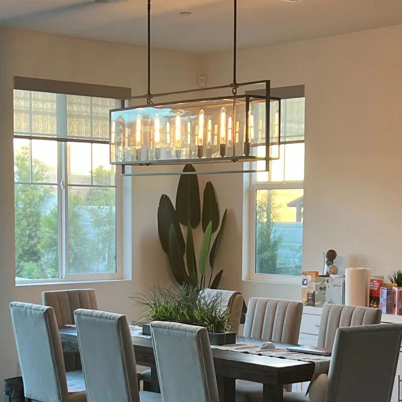 54 Inch Glass Rectangular Chandelier - Beckman - Cyran Lamps