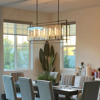 54 Inch Glass Rectangular Chandelier - Beckman - Cyran Lamps