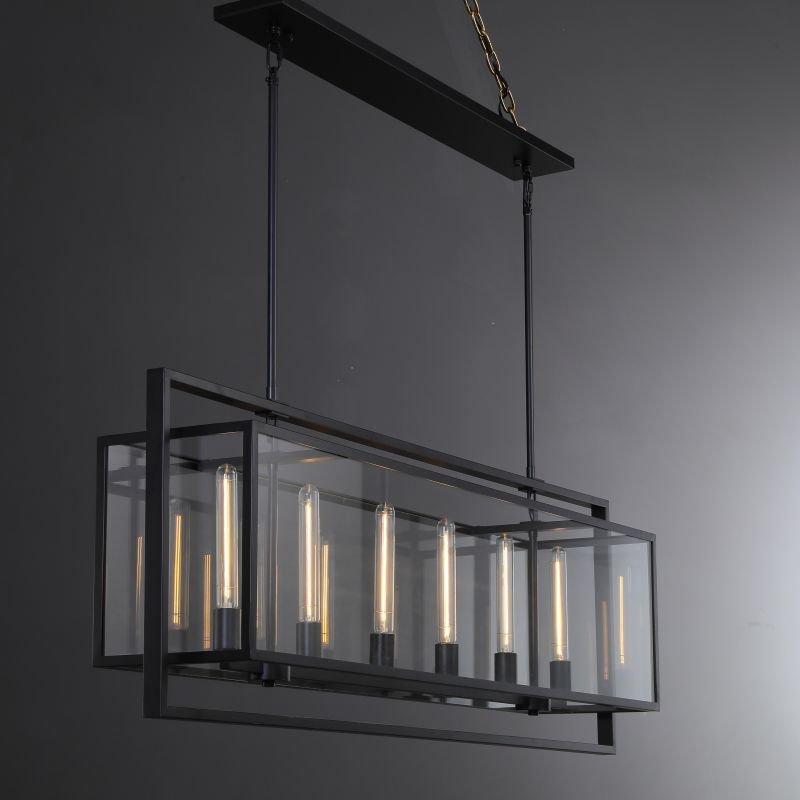 54 Inch Glass Rectangular Chandelier - Beckman - Cyran Lamps