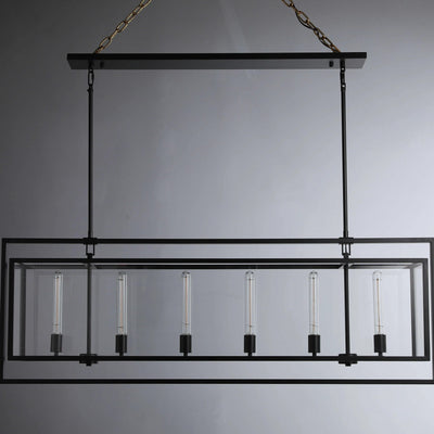 54 Inch Glass Rectangular Chandelier - Beckman - Cyran Lamps