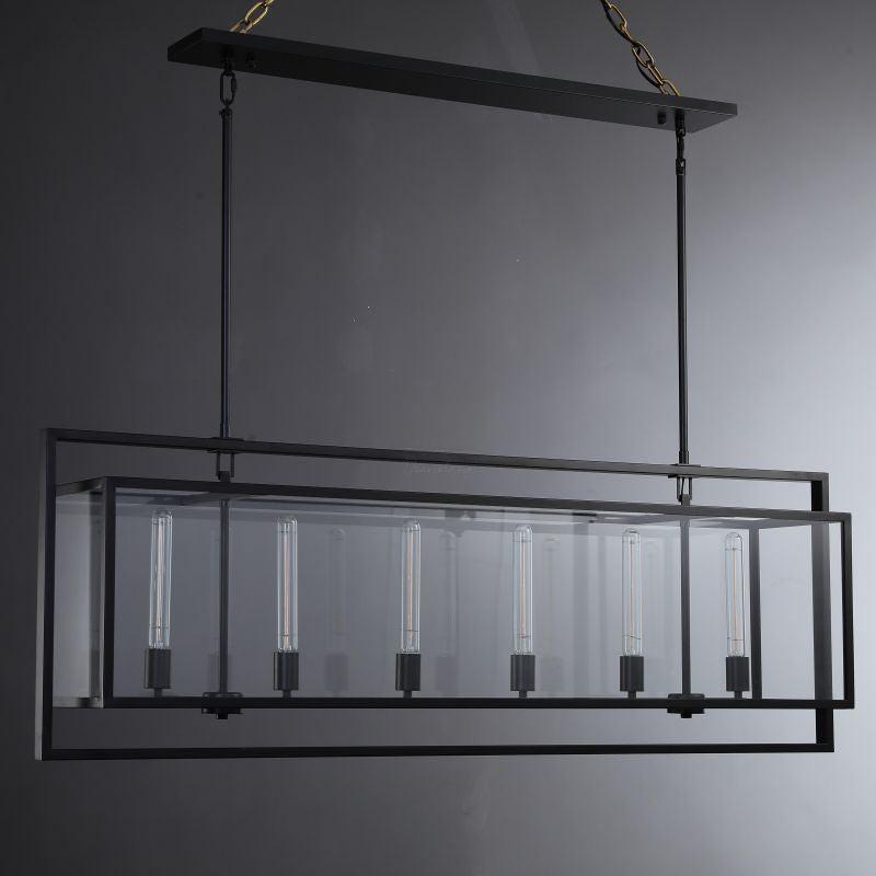 54 Inch Glass Rectangular Chandelier - Beckman - Cyran Lamps