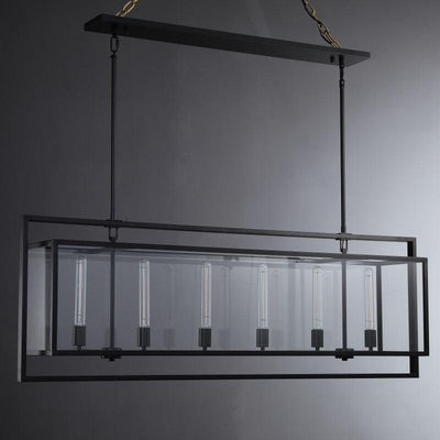 54 Inch Glass Rectangular Chandelier - Beckman - Cyran Lamps